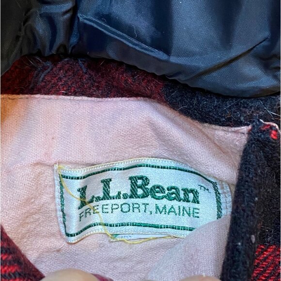 Vintage 80s/90s L.L. Bean Mens Buffalo Plaid Reversible Orange Wool Hunting Chor - Picture 9 of 11